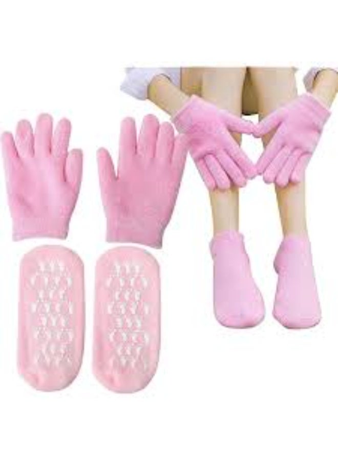 4-Piece Silicone Gel Gloves and Socks Set for Hand and Foot Care – Moisturizing and Repairing Treatment - Image 5