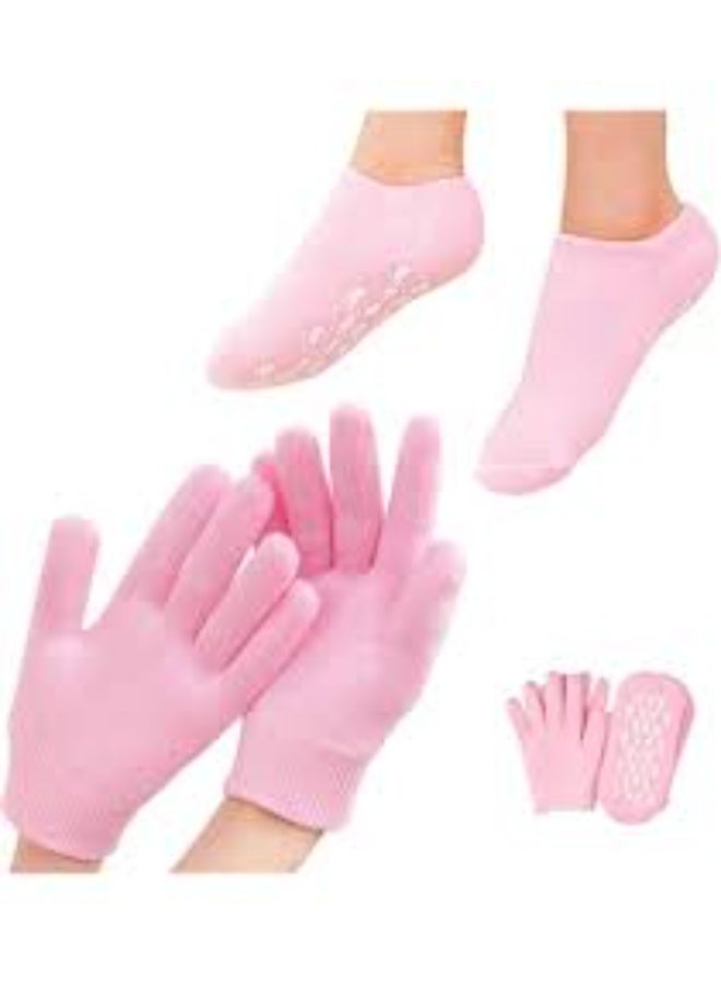 4-Piece Silicone Gel Gloves and Socks Set for Hand and Foot Care – Moisturizing and Repairing Treatment - Image 2