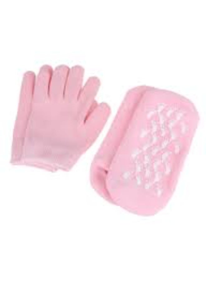 4-Piece Silicone Gel Gloves and Socks Set for Hand and Foot Care – Moisturizing and Repairing Treatment - Image 1