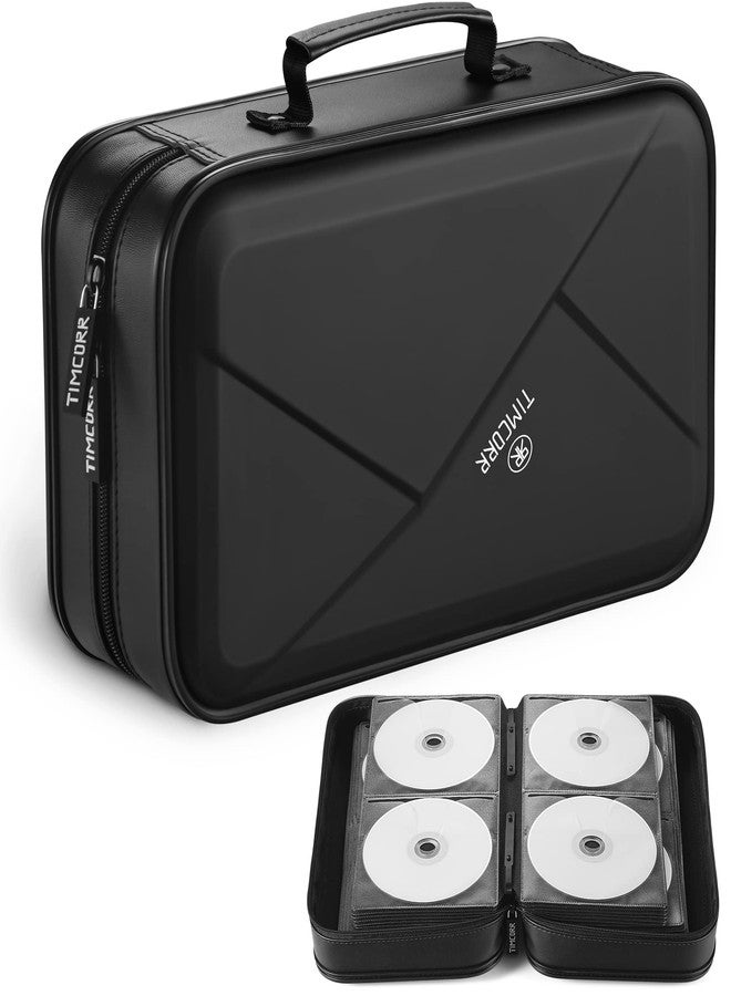 TIMCORR CD Case DVD Holder Storage: 144 Capacity DVD Cases Organizer Portable Wallet Storage - CD Plastic Protective Carrying Binder for Home Travel (Black) - Image 1