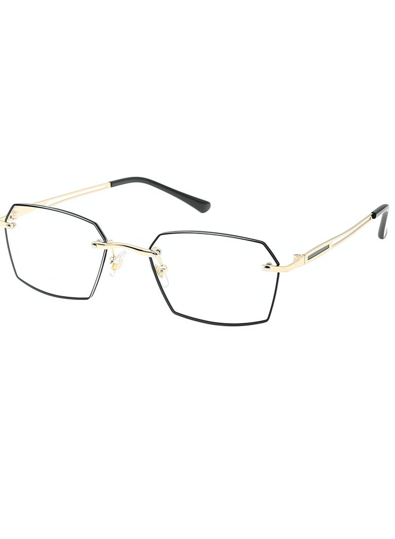 Booma Opticals KRIS + 1.00 Reading Glasses, Rimless Optical Prescription Glasses.  & PREMIUM High -End Soft Glasses CASE -Black - Image 2