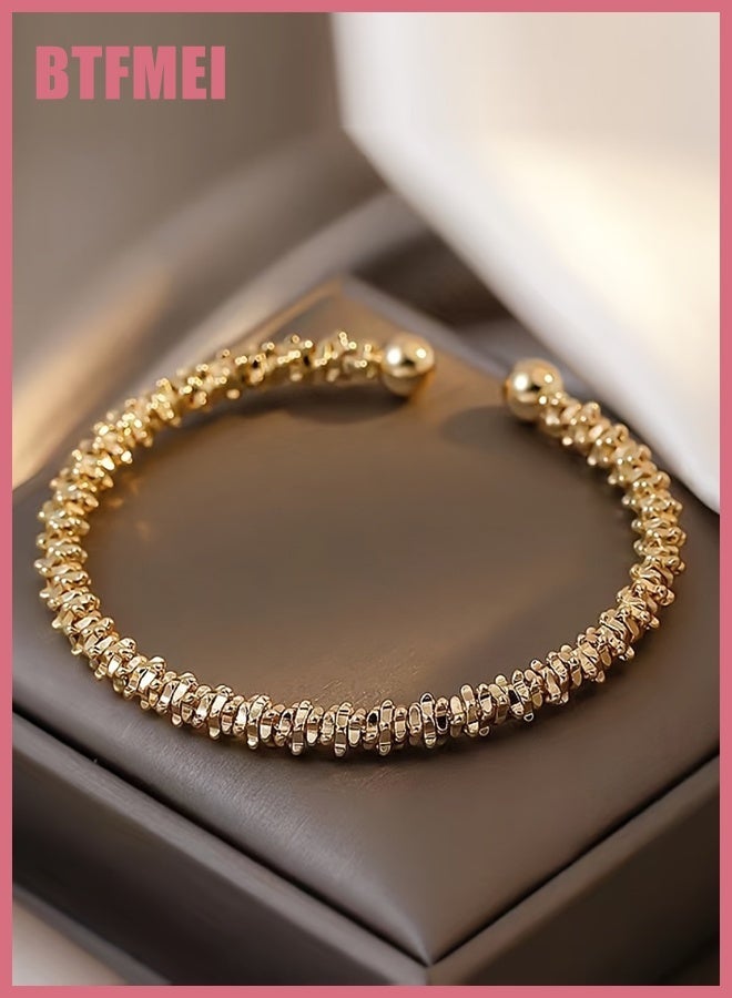 بتفمي سوار زركون ذهبي للنساء – إسورة فاخرة بتصميم بسيط، قابلة للتعديل، مجوهرات أنيقة للاستخدام اليومي والحفلات والهدايا - Image 5