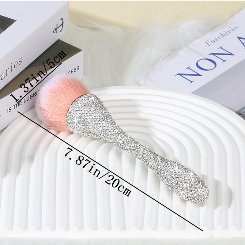 KuuGuu 2 PCS Nail Art Dust Brush Shiny Rhinestone Fust Brushes Ultra Soft Nylon Dust Brush for Loose Face Cosmetics Blending Liquid Foundation Powder Make Up Brushes Cleaning Tools Shape Nail & Makeup Brus - Image 2
