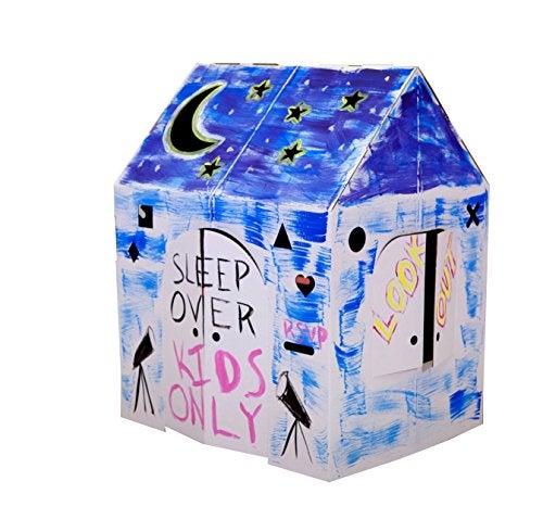 Easy Playhouse Blank Crafty Cottage - Kids Art and Craft for Indoor Fun, Color, Draw, Doodle on this Blank Canvas – Decorate and Personalize a Cardboard Fort, 32" x 26.5" x 40.5" - Made in USA, Age 3+ - Image 5