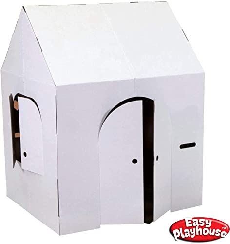 Easy Playhouse Blank Crafty Cottage - Kids Art and Craft for Indoor Fun, Color, Draw, Doodle on this Blank Canvas – Decorate and Personalize a Cardboard Fort, 32" x 26.5" x 40.5" - Made in USA, Age 3+ - Image 3