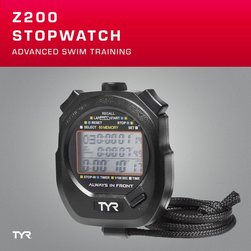 TYR Z200 Stopwatch â€“ Professional Digital Timer with Split Memory, Water-Resistant, Ergonomic Design for Swim, Track & Field, and Sports Training - Image 2
