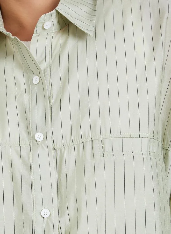 Styli  Double Pocket Striped Casual Oversized Shirt for Women | Best Price UAE