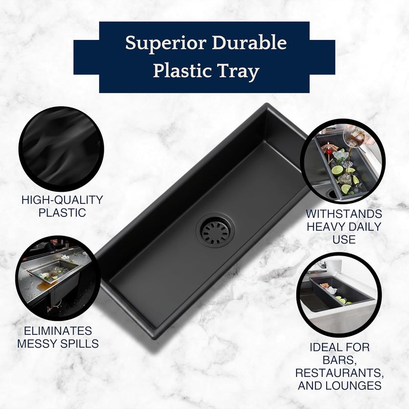 Spill-Stop 13-760 Bar Drain Tray, Durable Black Plastic, Large 14" x 5" x 3", Fits Standard Bar Sinks, Includes Drain Extension Tube, Made in USA - Image 5