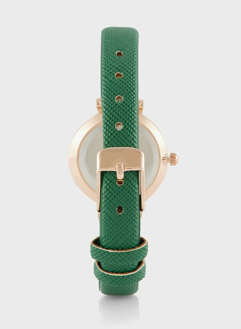 ELLA Classic Analogue Watch & Cz Rhinestone Bracelet Gift Set
