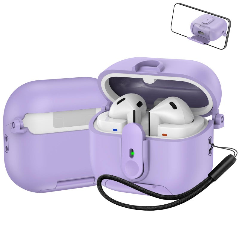 إيروريكس حافظة سماعات أذن لاسلكية من قطعة واحدة مزودة بحبل لسماعات سامسونج جالاكسي بودز 3 / بودز 3 برو (أرجواني) - Image 1
