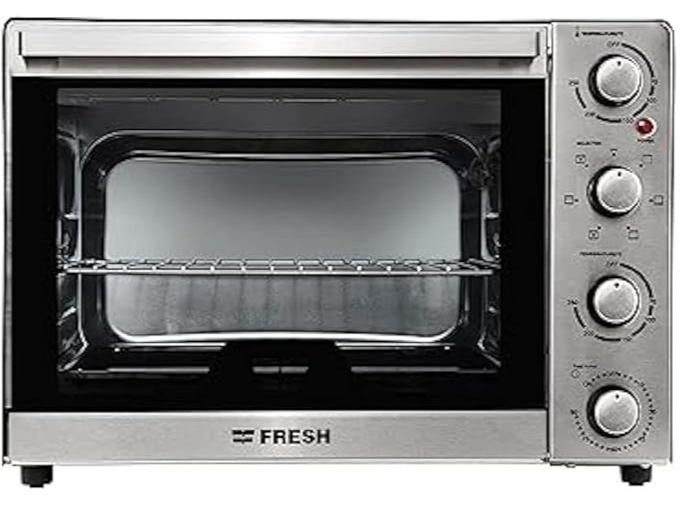 Fresh 65 liter electric oven with grill, fan, lamp, and timer, equipped with 2 air fryer trays - Image 1