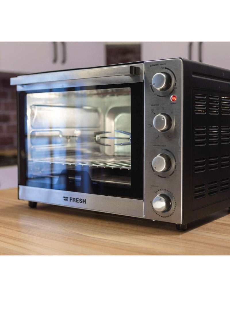 Fresh 65L Electric Oven, Silver, with Grill, Fan, Light, and Timer, 2200W - Image 2
