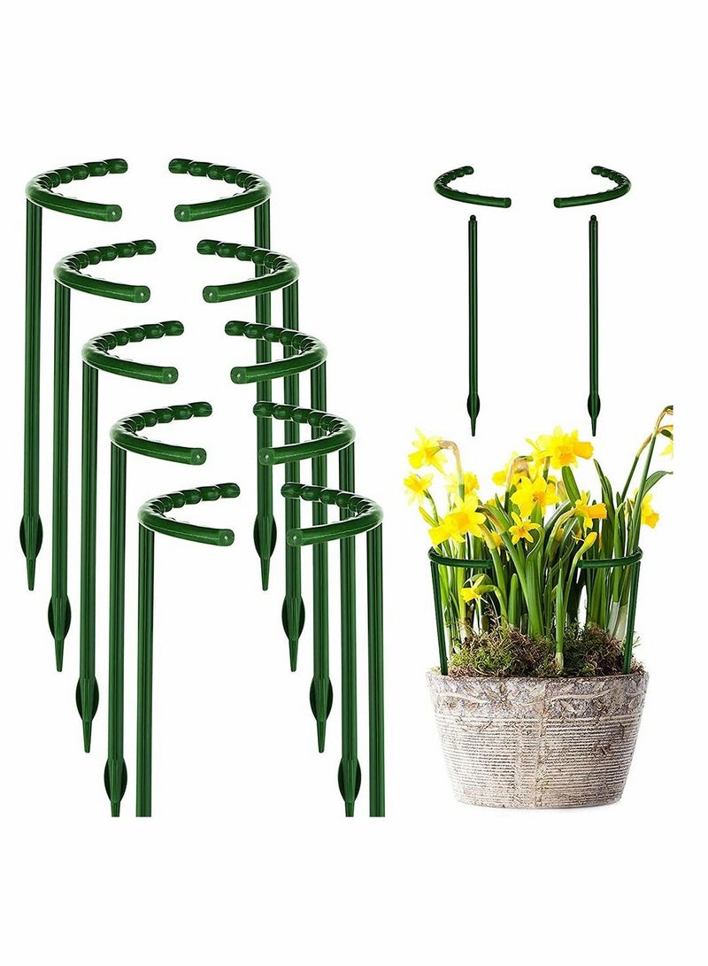 KASTWAVE Plant Support Garden Flower Support Stake Half Round Plant Support Ring Plastic Plant Cage Holder Flower Pot Climbing Trellis for Small Plant Flower Vegetable 10 PCS - Image 1