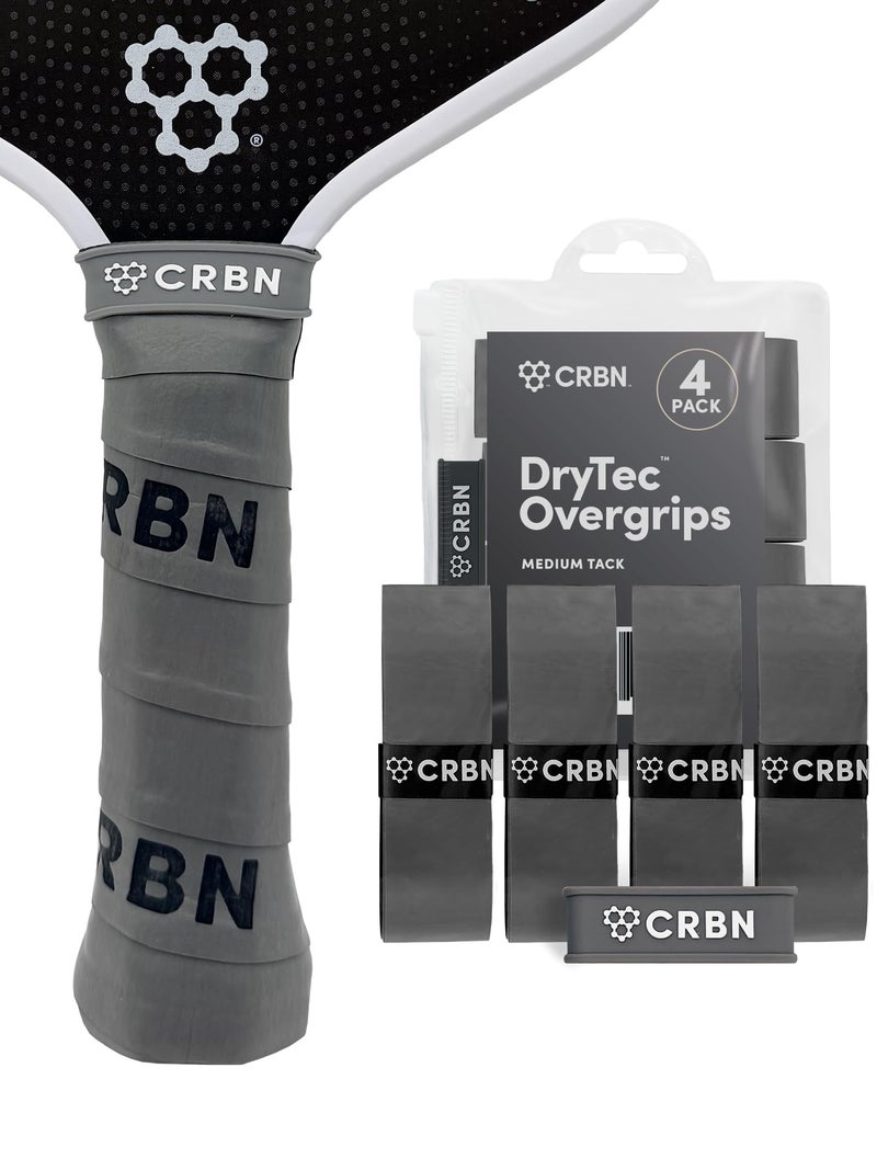 CRBN Pickleball - Drytecâ„¢ Overgrips - Pickleball Paddle Grip Tape - Absorbs Shock & Moisture - 4-Pack, Grey - Image 1