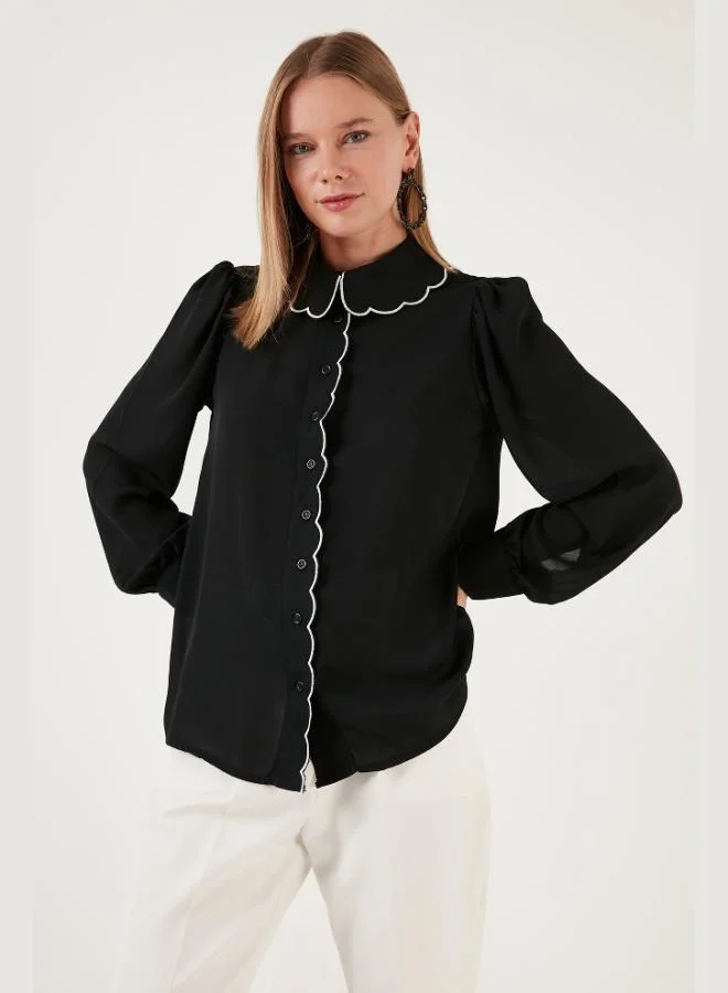 ليلا قميص نسائي بياقة ليلى بقصة عادية من الشيفون