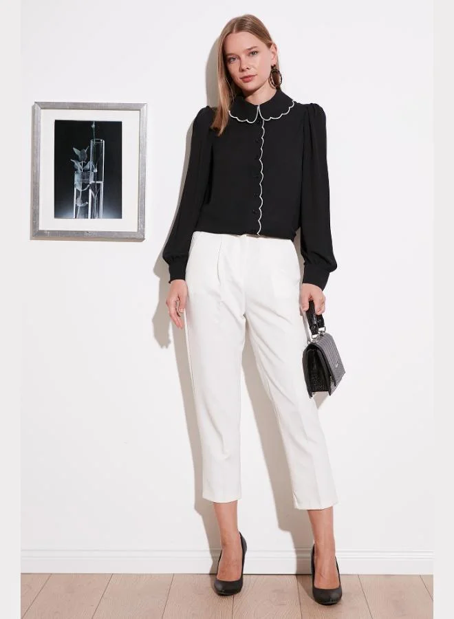 ليلا قميص نسائي بياقة ليلى بقصة عادية من الشيفون