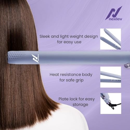 Nexlev Hair Styling Straightener & Curler| 2 in 1 Hair Styler| 200°C in 30 Seconds| Long Ceramic Floating Plates| Rounded Body for Curls| Plate lock| Portable |HS-02, Hair Straightener Tong - Purple - Image 4