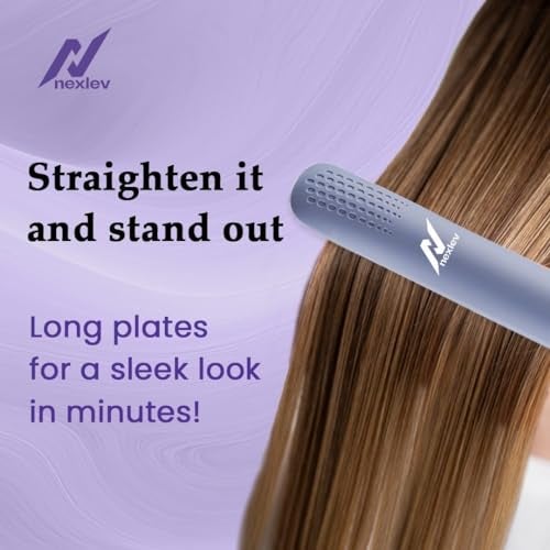Nexlev Hair Styling Straightener & Curler| 2 in 1 Hair Styler| 200°C in 30 Seconds| Long Ceramic Floating Plates| Rounded Body for Curls| Plate lock| Portable |HS-02, Hair Straightener Tong - Purple - Image 2