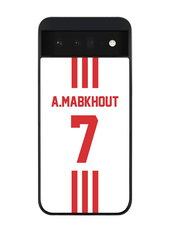 Stylizedd Rugged Black edge case for Google Pixel 6 5G Slim fit Soft Case Flexible Rubber Edges Anti Drop TPU Gel Thin Cover - Football Team - UAE Player Name - A.Mabkhout - Image 1