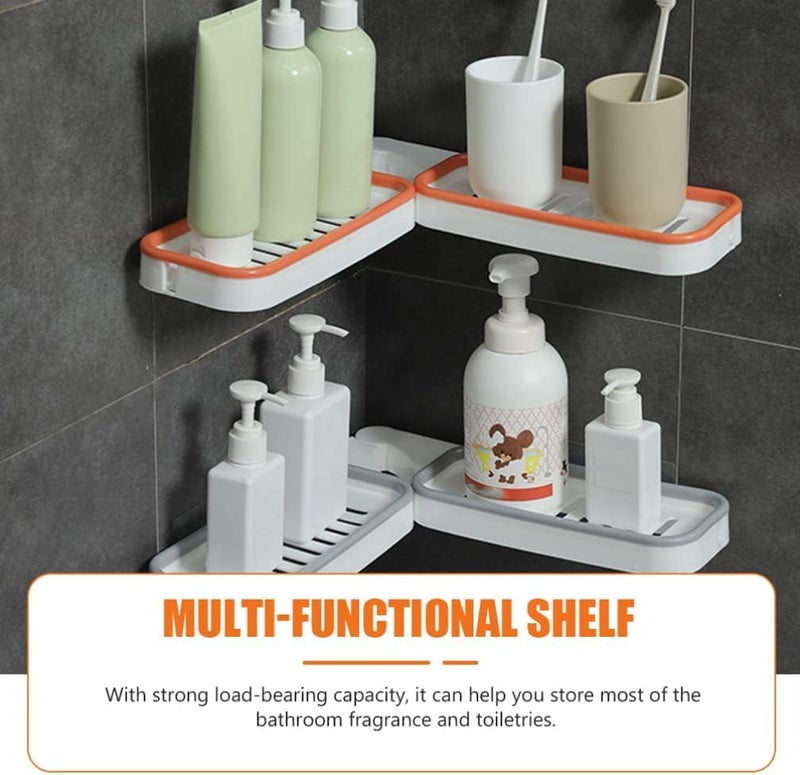 Cazuela ABS Plastic Multipurpose Kitchen Bathroom Wall Holder Storage Rack Corner Shelf Shelves with Sticker (Multi Color) - Image 4