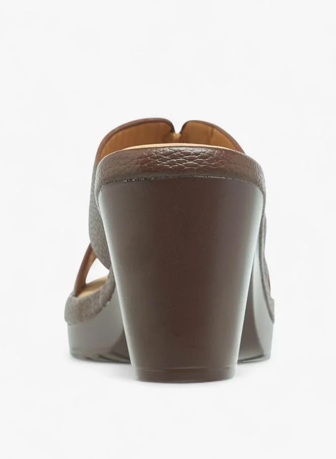 Flora Bella By Shoexpress BROWN Flora Bella Cut-Out Detail Slip-On Sandals With Block Heels for Women | Best Price UAE