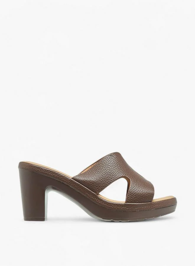 Flora Bella By Shoexpress BROWN Flora Bella Cut-Out Detail Slip-On Sandals With Block Heels for Women | Best Price UAE