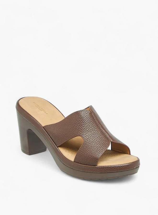 Flora Bella By Shoexpress BROWN Flora Bella Cut-Out Detail Slip-On Sandals With Block Heels for Women | Best Price UAE