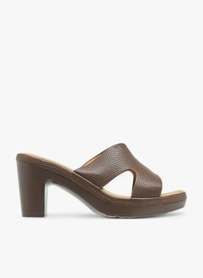 Flora Bella Cut-Out Detail Slip-On Sandals With Block Heels
