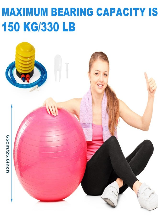 Jexine 6 Pcs Yoga Ball Exercise Ball PVC Stability Balance Yoga Ball Chair Quick Pump for Physical Workout Pregnancy Home Office Gym Equipment (Colorful,25.59 Inch) - Image 2