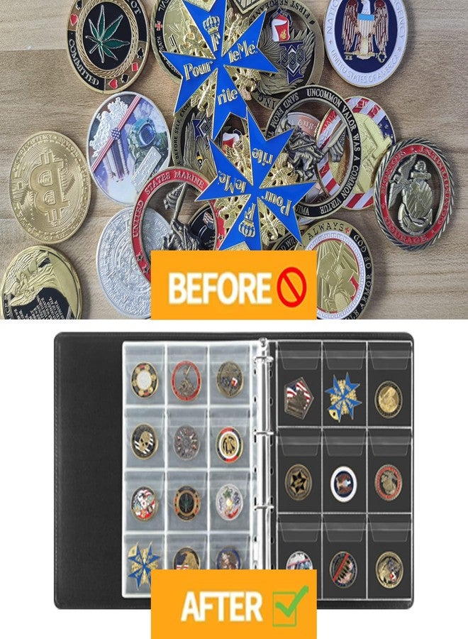 MUDOR Challenge Coin Collection Holder Album for Collectors, Military Challenge Coin Collection Book, Challenge Coin Display Holds 114 Coins, Medallions, Badges, Tokens, Casino Chips - Image 5