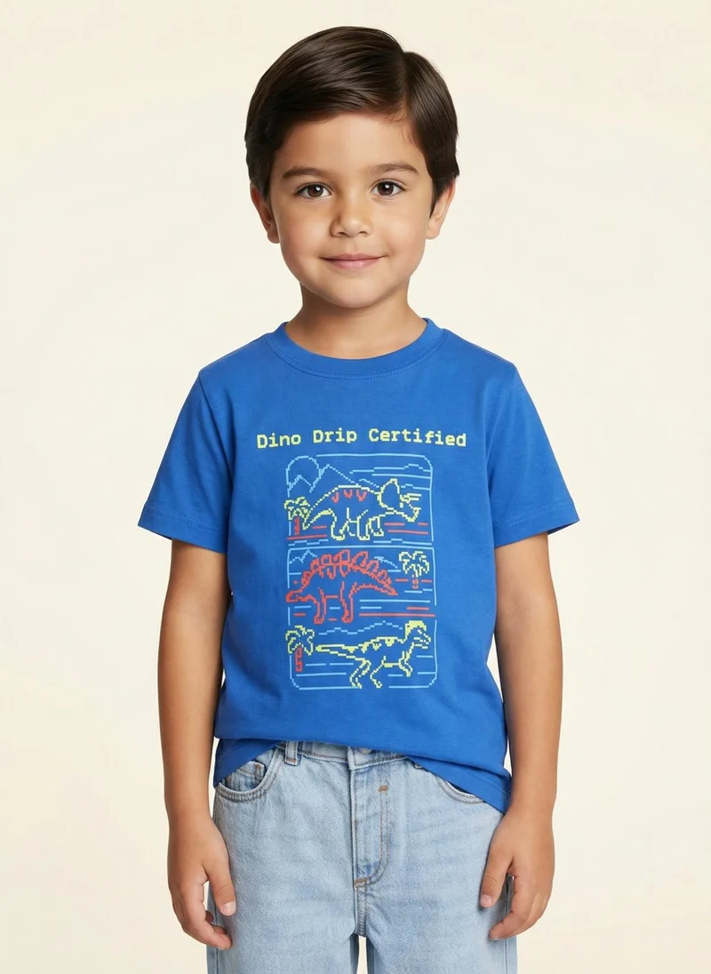 Nautinati Boys' 100% Cotton Pack of 3 Gaming Print Crew Neck T-shirts