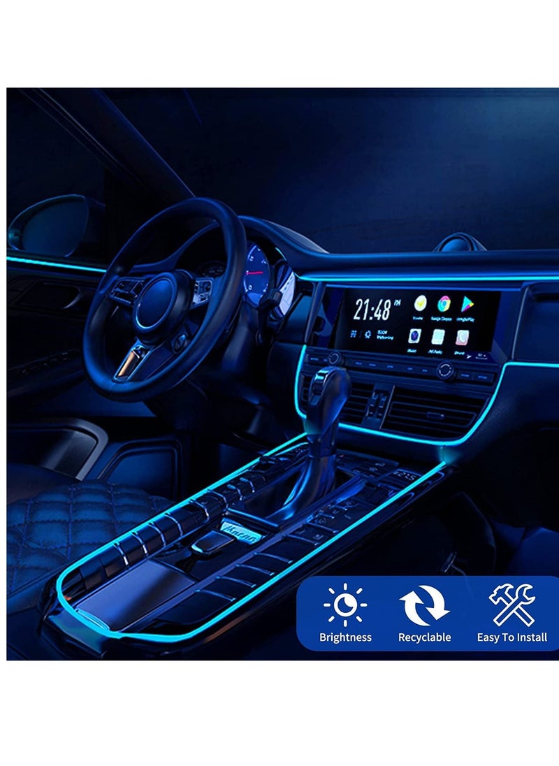 KASTWAVE شريط إضاءة LED داخلي للسيارة من سلك EL، مصابيح نيون USB متوهجة من الأسلاك الكهربائية، مجموعة إضاءة محيطة لتزيين السيارة من الداخل (5 أمتار/16.5 قدمًا)  - Image 3
