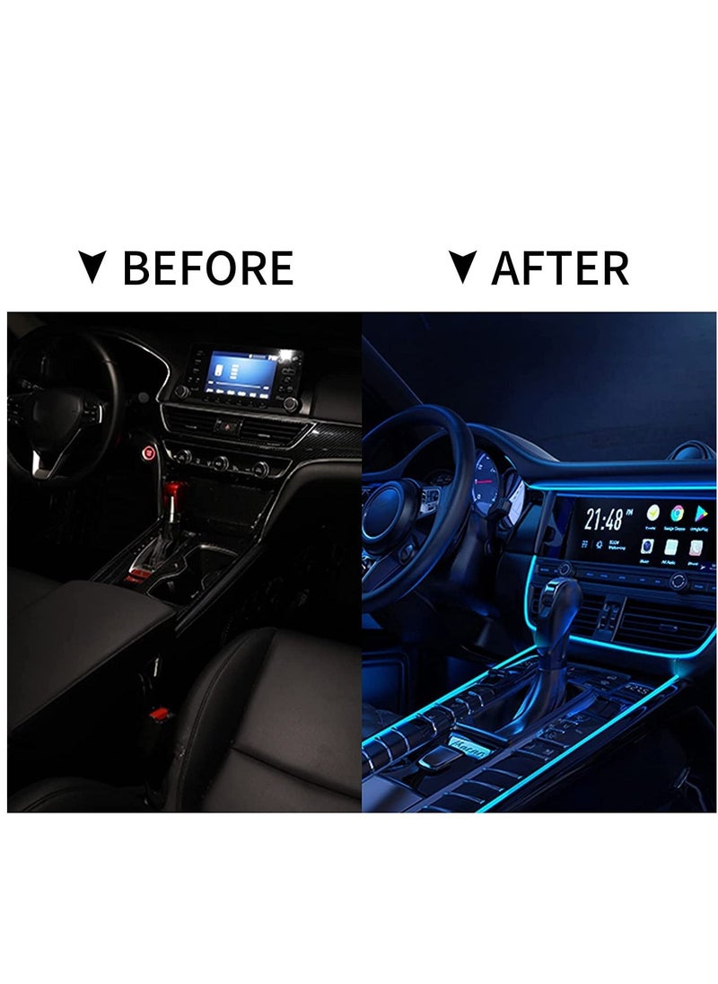 KASTWAVE شريط إضاءة LED داخلي للسيارة من سلك EL، مصابيح نيون USB متوهجة من الأسلاك الكهربائية، مجموعة إضاءة محيطة لتزيين السيارة من الداخل (5 أمتار/16.5 قدمًا)  - Image 2