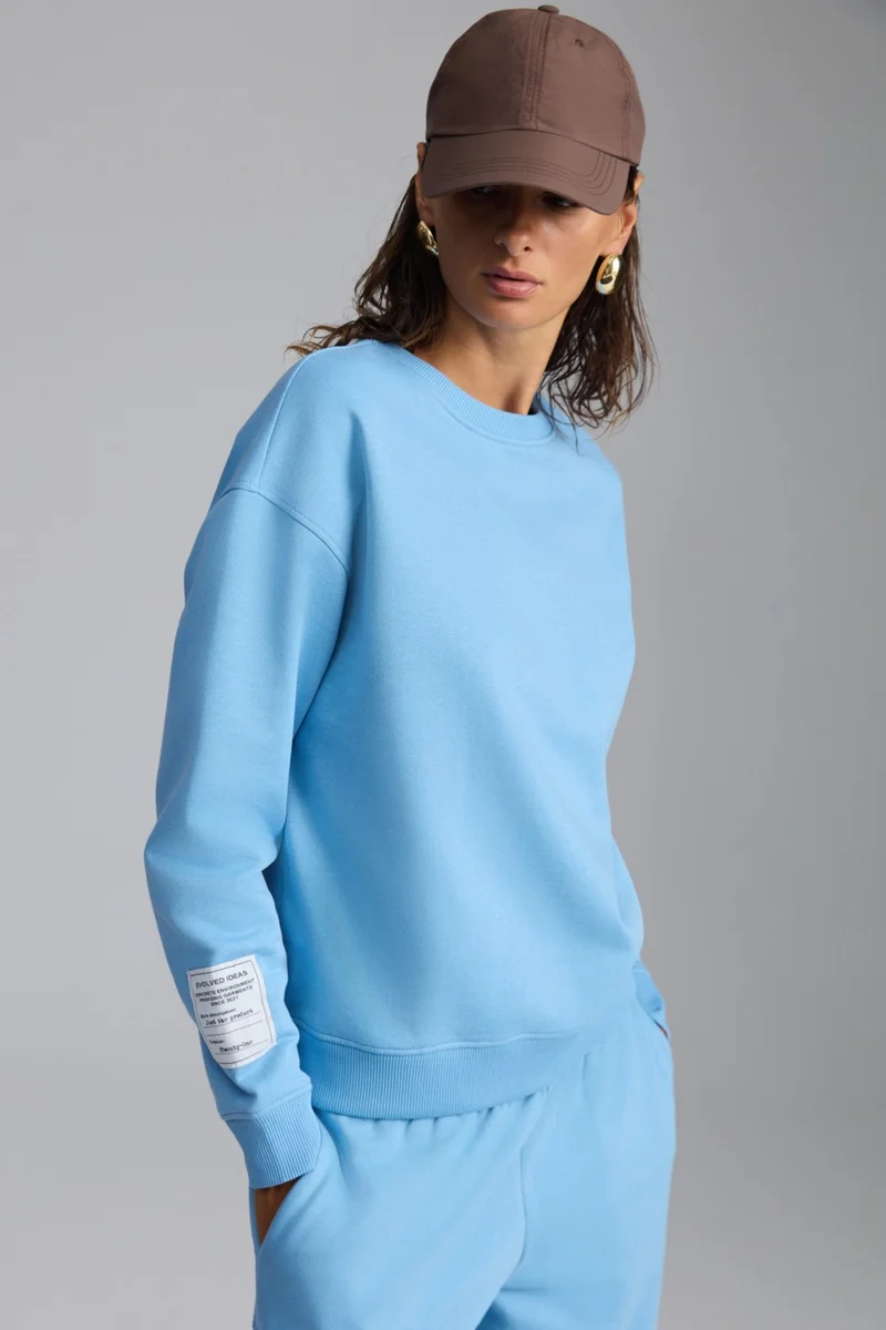 جريميلانج Sahian Women's Organic Cotton Blue Sweatshirt with Raised Edge