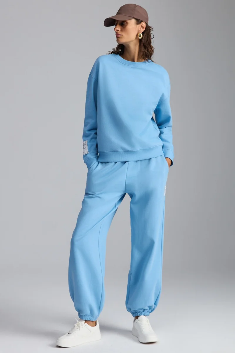 جريميلانج Sahian Women's Organic Cotton Blue Sweatshirt with Raised Edge