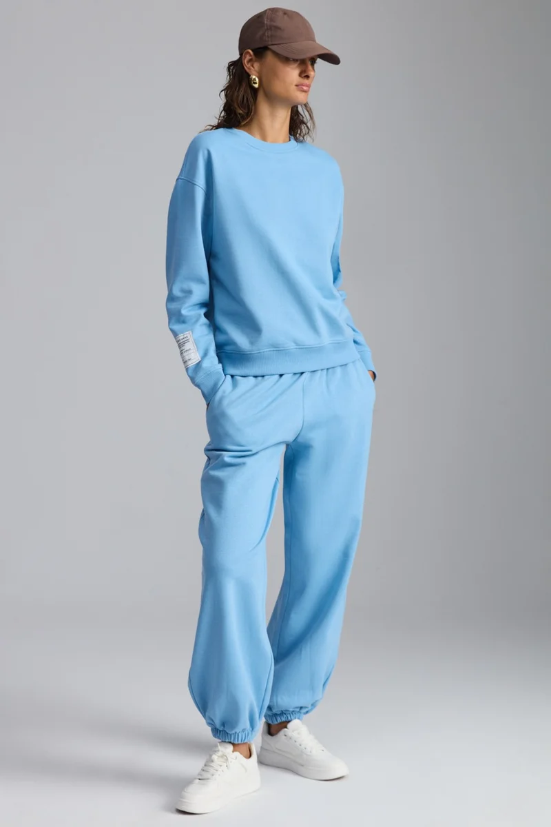 جريميلانج Sahian Women's Organic Cotton Blue Sweatshirt with Raised Edge