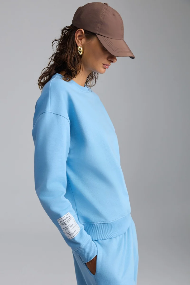 جريميلانج Sahian Women's Organic Cotton Blue Sweatshirt with Raised Edge