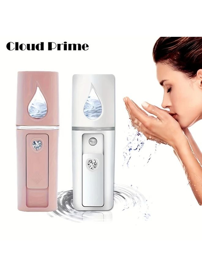 أبيض محمول قابلة لإعادة الشحن عبر USB رذاذ ترطيب الوجه مرطب ضباب نانو - Image 2