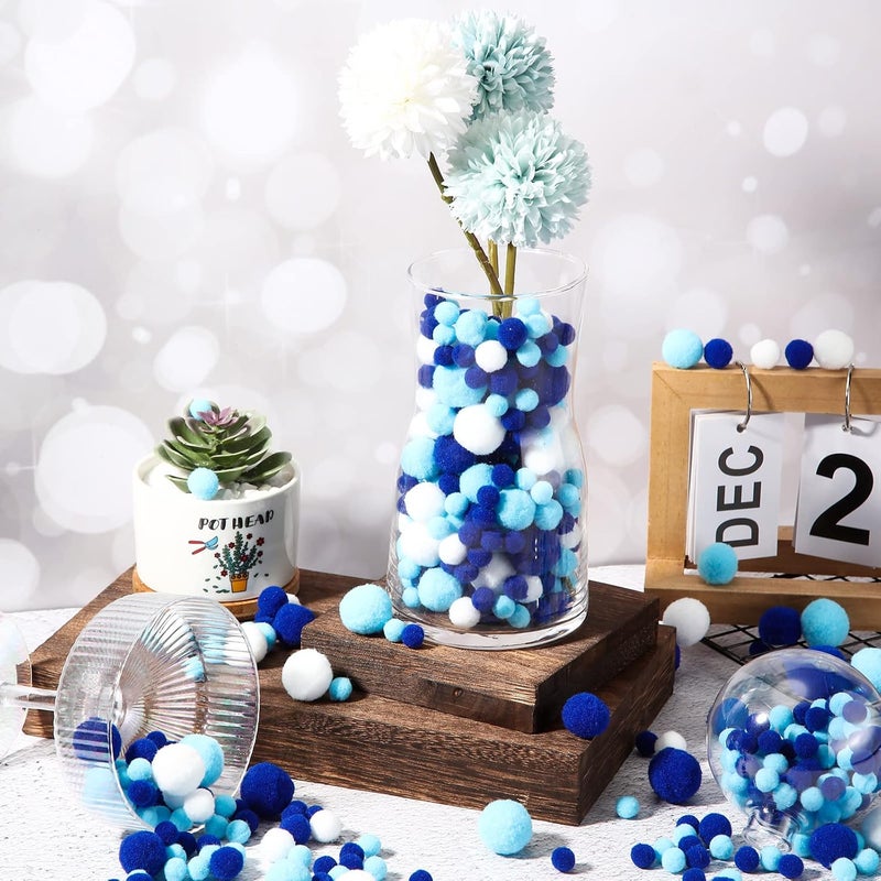 Tegeme 1200 Pcs Pom Poms Balls for Christmas Winter Crafts Home Office School Garlands Decor(Blue, Light Blue and White) - Image 5