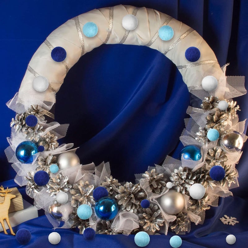 Tegeme 1200 Pcs Pom Poms Balls for Christmas Winter Crafts Home Office School Garlands Decor(Blue, Light Blue and White) - Image 4