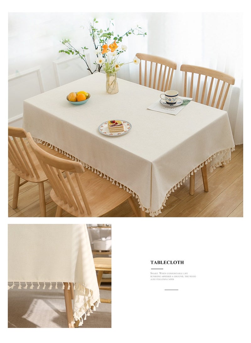BEIRUI 140*180cm square tablecloth, waterproof, oil-resistant, durable tablecloth imitation cotton and linen polyester material, tasseled tablecloth, suitable for families, hotels, picnics, parties, etc. - Image 5