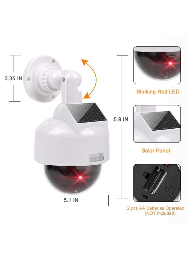 YSUCAU Solar Powered Dummy Fake CCTV Security Dome Camera with Flashing Red LED Light & Warning Security Alert Sticker Decal, Indoor/Outdoor Use - Image 2