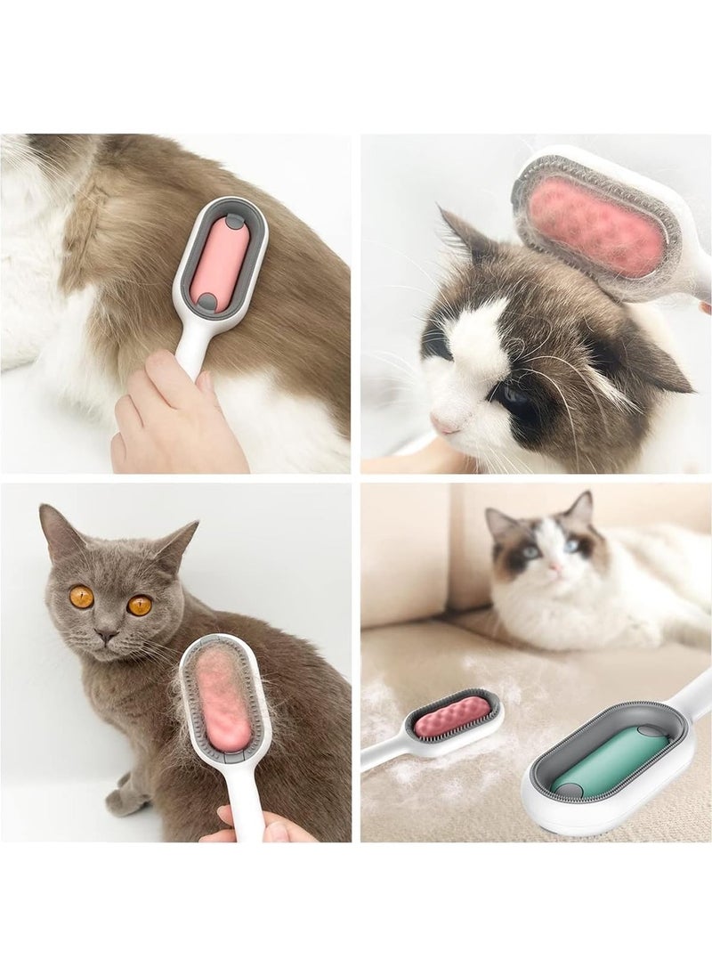 2 in 1 Cat Brush Comes with Wet Tissue,Pet Grooming Brush for Long & Short Haired Cats,Cleaning Slicker Brush for Puppy Kitten,Cat Massage and Removal of Loose Fur (Pink)