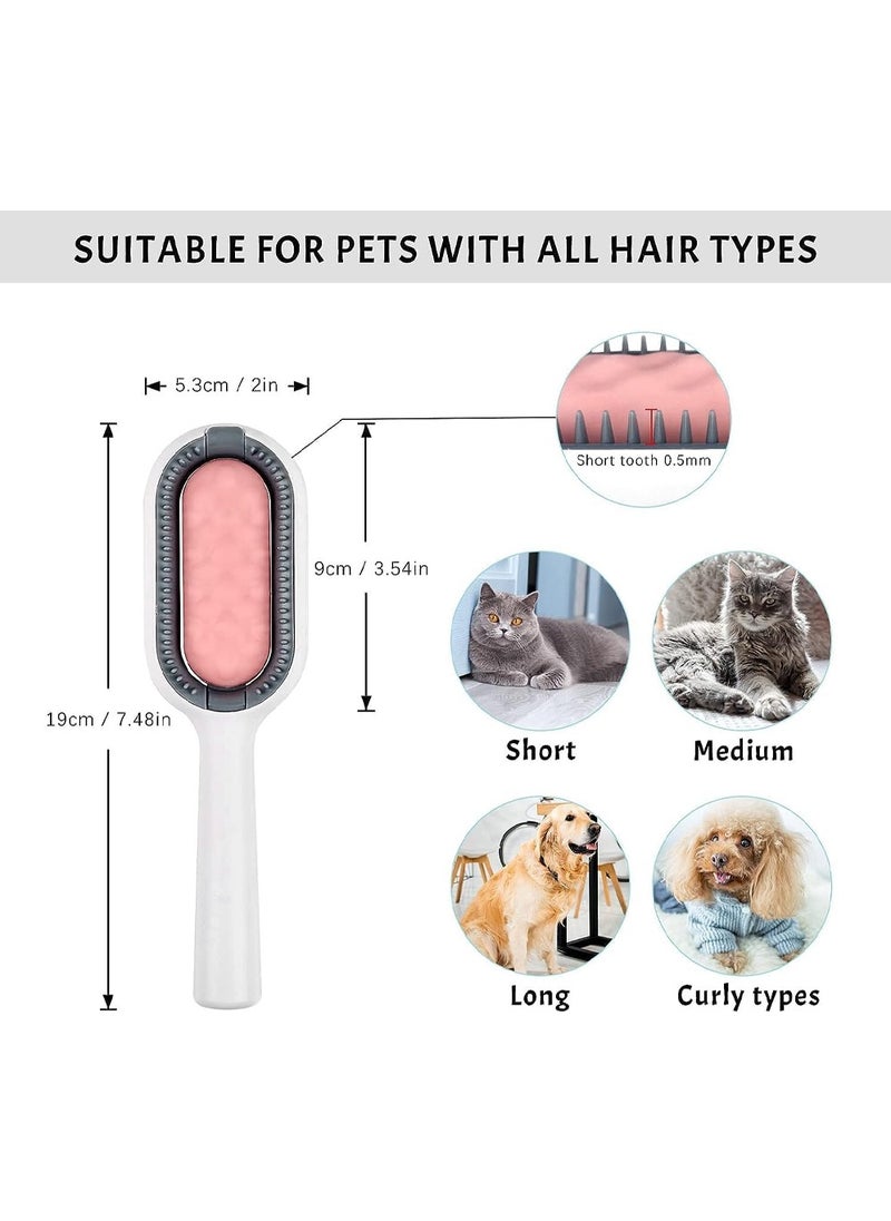 2 in 1 Cat Brush Comes with Wet Tissue,Pet Grooming Brush for Long & Short Haired Cats,Cleaning Slicker Brush for Puppy Kitten,Cat Massage and Removal of Loose Fur (Pink)
