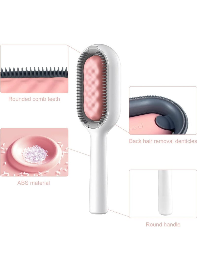2 in 1 Cat Brush Comes with Wet Tissue,Pet Grooming Brush for Long & Short Haired Cats,Cleaning Slicker Brush for Puppy Kitten,Cat Massage and Removal of Loose Fur (Pink)
