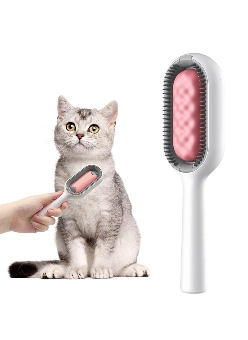 2 in 1 Cat Brush Comes with Wet Tissue,Pet Grooming Brush for Long & Short Haired Cats,Cleaning Slicker Brush for Puppy Kitten,Cat Massage and Removal of Loose Fur (Pink)