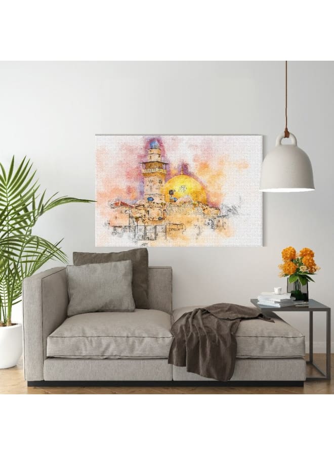 Home Gallery Canvas Wall Art, Abstract Framed Portrait of Al-Aqsa Mosque Dome of the Rock 120 W x 80 H x 2 D - Image 4
