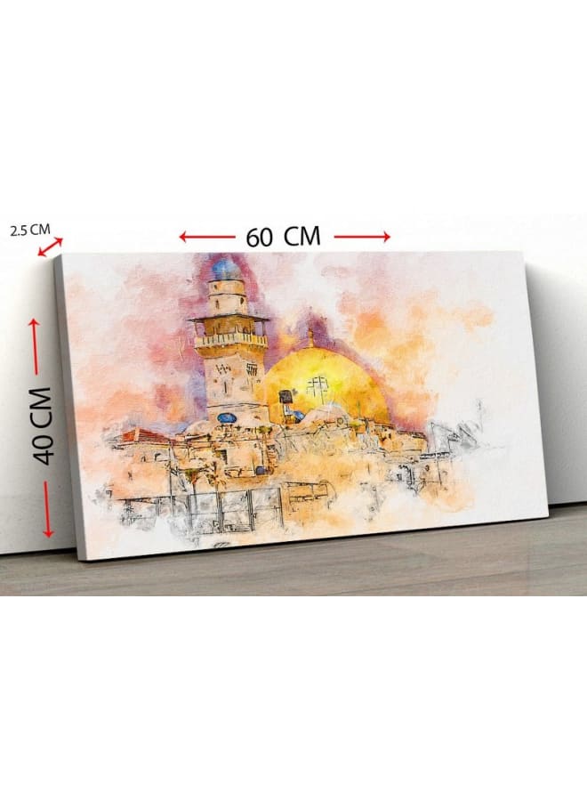 Home Gallery Canvas Wall Art, Abstract Framed Portrait of Al-Aqsa Mosque Dome of the Rock 120 W x 80 H x 2 D - Image 5