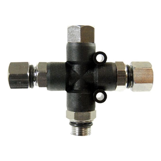 Master Airbrush 3 Way Airbrush Air Hose Splitter Manifold with 1/8" BSP Fittings; 3 Male Air Outlets and 1 Female Air Inlet - Image 1