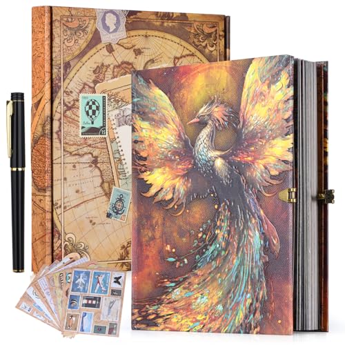 Let the Adventure Begin Phoenix Myth Embossed Scrapbook – 124-Page Retro-Style DIY Memory Photo Album, Good Luck Adventure Book for Couples, Anniversaries, Weddings, and Valentine's Day Gifts (Phoenix Luck Style) - Image 1